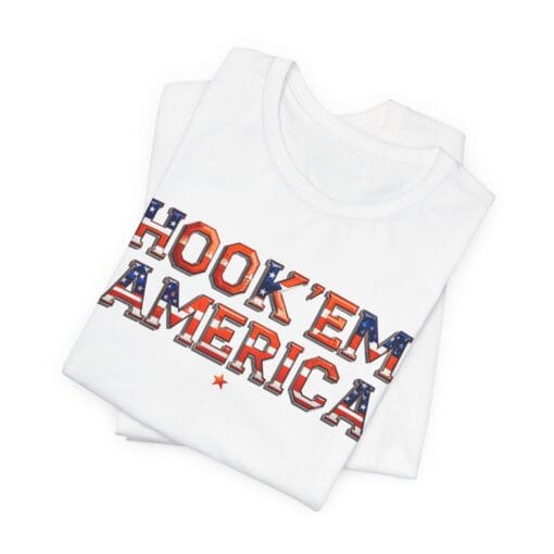Hook ’Em America T-Shirt – Texas Pride Patriotic Tee – Red White & Blue College Style Shirt – Unisex 4th of July Graphic – Bella+Canvas 3001 - Image 5