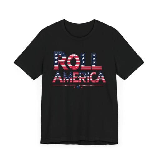 Roll America T-Shirt – Patriotic College Game Day Shirt – Red White & Blue Graphic Tee – Unisex 4th of July USA Shirt – Bella Canvas 3001 - Image 12
