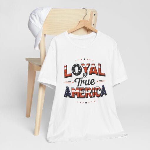 Loyal & True America T-Shirt – Patriotic Flag Graphic Tee – Honor, Integrity, Freedom – Unisex 4th of July Shirt – Bella+Canvas 3001 - Image 5