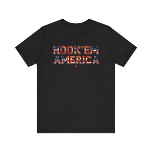 Hook ’Em America T-Shirt – Texas Pride Patriotic Tee – Red White & Blue College Style Shirt – Unisex 4th of July Graphic – Bella+Canvas 3001 - Image 9