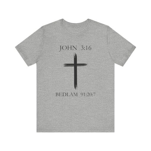 Faith-Inspired Unisex Short Sleeve Tee – JOHN 3:16 & BEDLAM 91:20:7 - Image 8