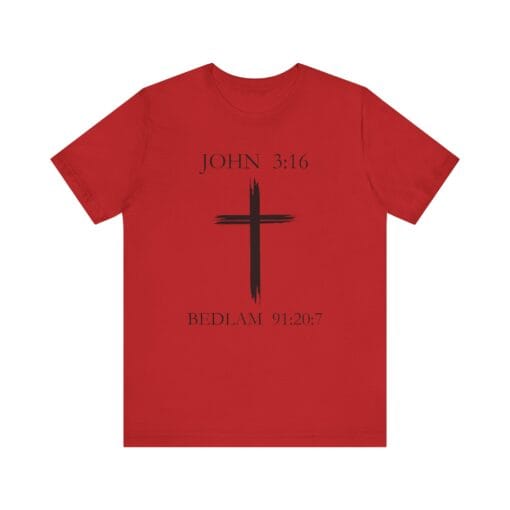 Faith-Inspired Unisex Short Sleeve Tee – JOHN 3:16 & BEDLAM 91:20:7 - Image 15