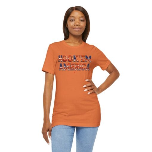 Hook ’Em America T-Shirt – Texas Pride Patriotic Tee – Red White & Blue College Style Shirt – Unisex 4th of July Graphic – Bella+Canvas 3001 - Image 23