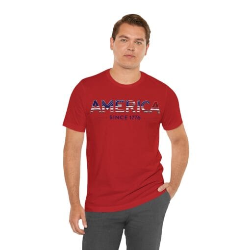 Patriotic America Tee - Unisex Jersey Short Sleeve Shirt America Since 1776 - Image 38