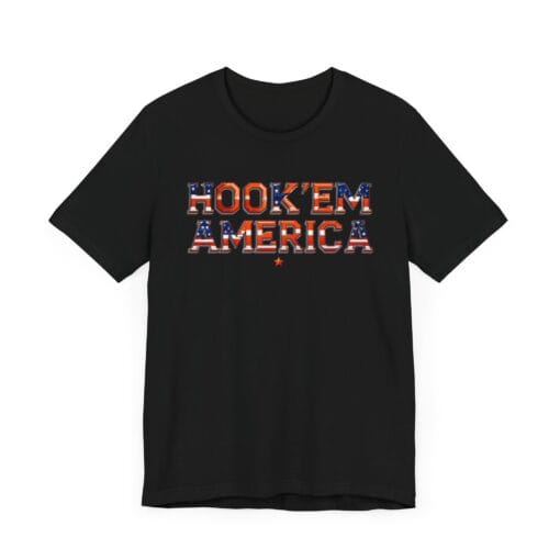 Hook ’Em America T-Shirt – Texas Pride Patriotic Tee – Red White & Blue College Style Shirt – Unisex 4th of July Graphic – Bella+Canvas 3001 - Image 11
