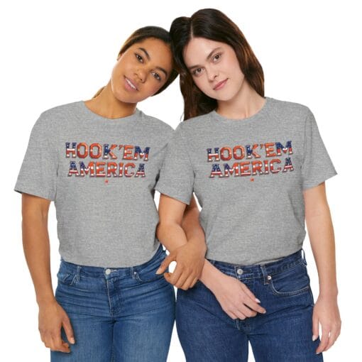 Hook ’Em America T-Shirt – Texas Pride Patriotic Tee – Red White & Blue College Style Shirt – Unisex 4th of July Graphic – Bella+Canvas 3001 - Image 30