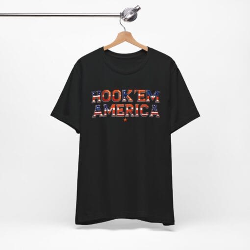 Hook ’Em America T-Shirt – Texas Pride Patriotic Tee – Red White & Blue College Style Shirt – Unisex 4th of July Graphic – Bella+Canvas 3001 - Image 14