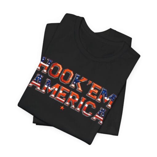 Hook ’Em America T-Shirt – Texas Pride Patriotic Tee – Red White & Blue College Style Shirt – Unisex 4th of July Graphic – Bella+Canvas 3001 - Image 13