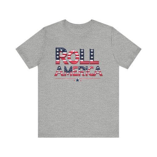 Roll America T-Shirt – Patriotic College Game Day Shirt – Red White & Blue Graphic Tee – Unisex 4th of July USA Shirt – Bella Canvas 3001 - Image 18